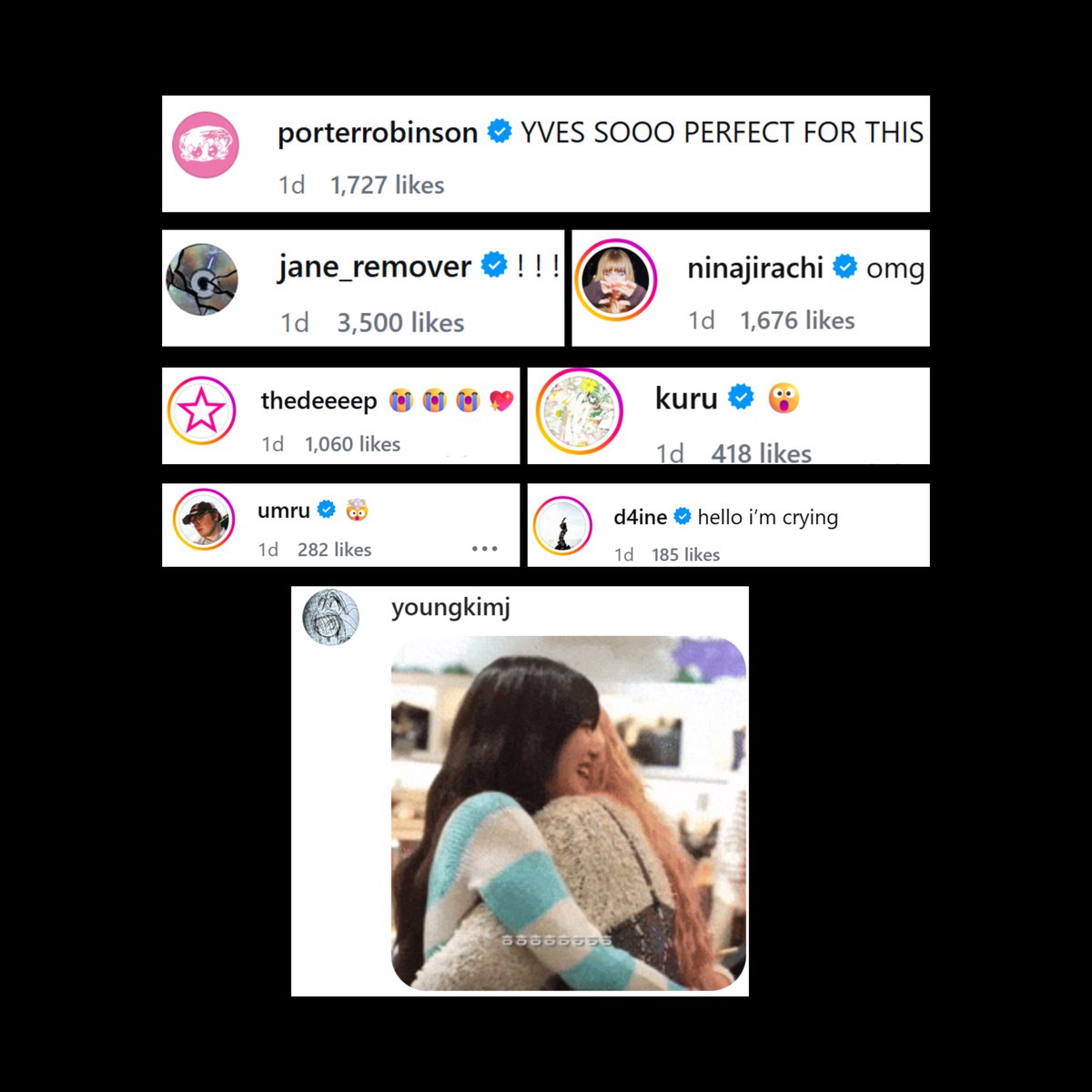 yvesupport's tweet image. Artists react to the announcement of the “Do It (Yves Remix)”:

#YVES #이브