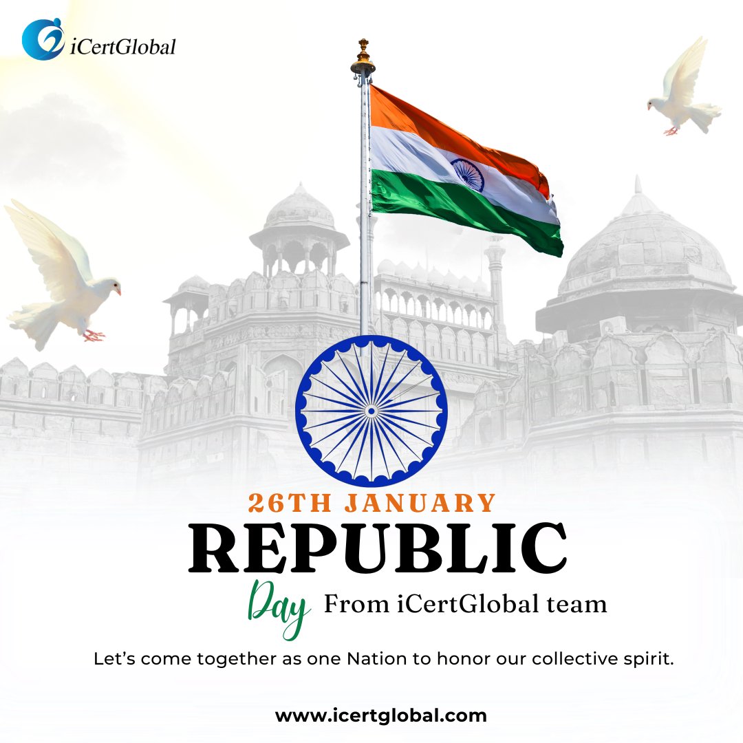 👇🇮🇳 Republic Day celebrates India’s Constitution and the values of justice, liberty, equality &amp; fraternity.
Let’s honor our past and build a future-ready, innovative, and united India. 
🚀Happy Republic Day! 🇮🇳

#RepublicDay #IndiaPride #26January #DigitalIndia <a href="/iCertGlobal/">iCert Global</a>