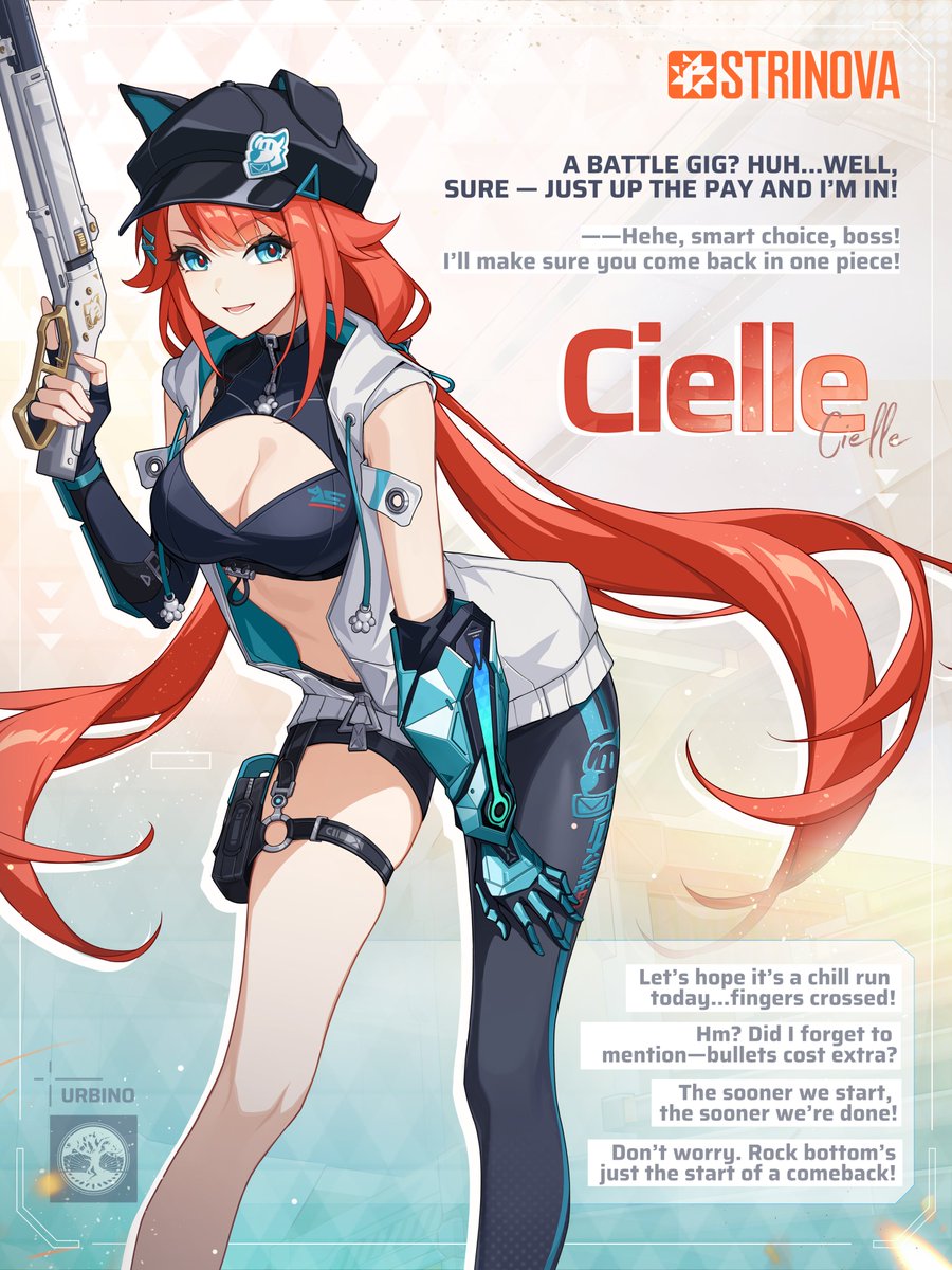 Strinova_EN's tweet photo. Cielle Voiceline Preview😎

"——Hehe, smart choice, boss! I'll make sure you come back in one piece!"

#Strinova https://t.co/NI1eGQthZ7