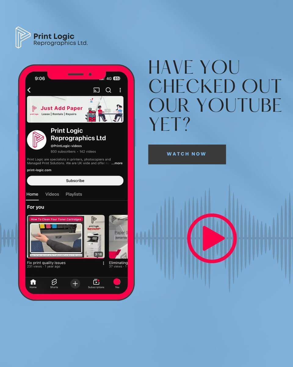 Watch. Fix. Get on with your day. ☕ 👉 Search: PrintLogic-videos on YouTube 

#PrintLogic #JustAddPaper #ManagedPrintServices #OfficeTech #PrintSolutions #UKBusiness #BusinessTech #Reprographics
