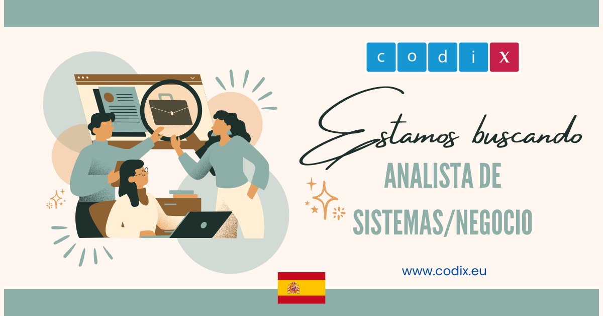🇪🇸 ¡Estamos ampliando nuestro equipo en #España!
CODIX busca Analistas de Sistemas/Negocio para puestos híbridos a tiempo completo.
📍 #Madrid (otras ubicaciones consideradas)
📧 hr@codix.eu
🌐 codix.eu/en/careers/es?…
#WeAreHiring #Jobs #Spain #BusinessAnalyst #CODIX