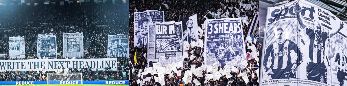 Newcastle rolled out a series of newspaper front pages in an impressive display ahead of their 3-0 win over PSV in the Champions League last night 👏🗞️