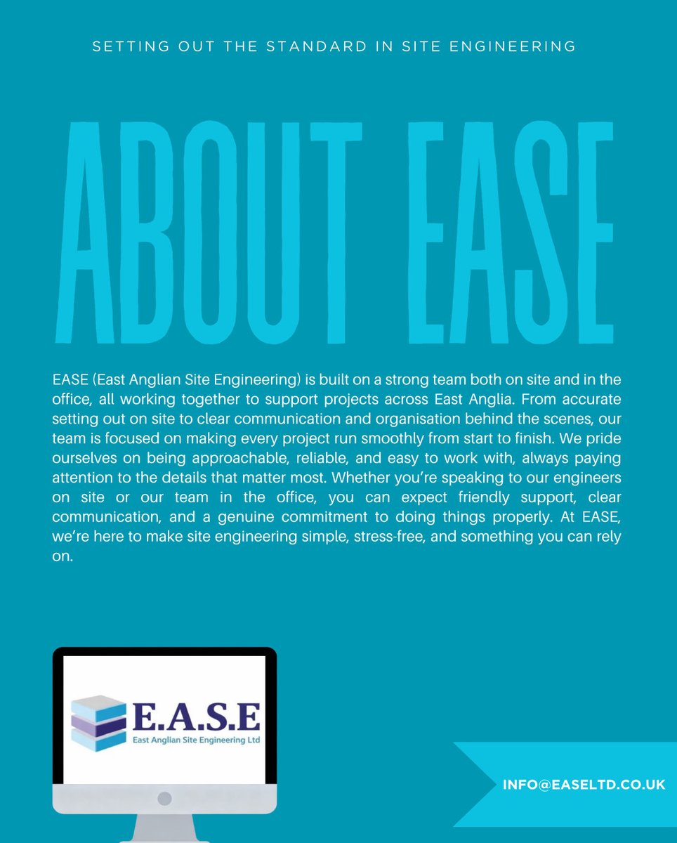 easiteengineer's tweet image. At EASE, it’s all about teamwork 🤝 From our engineers on site to our office team behind the scenes, we work together to keep projects running smoothly across East Anglia.
📧 info@easeltd.co.uk #EASE #Teamwork #SiteEngineering #EastAnglia #ConstructionIndustry