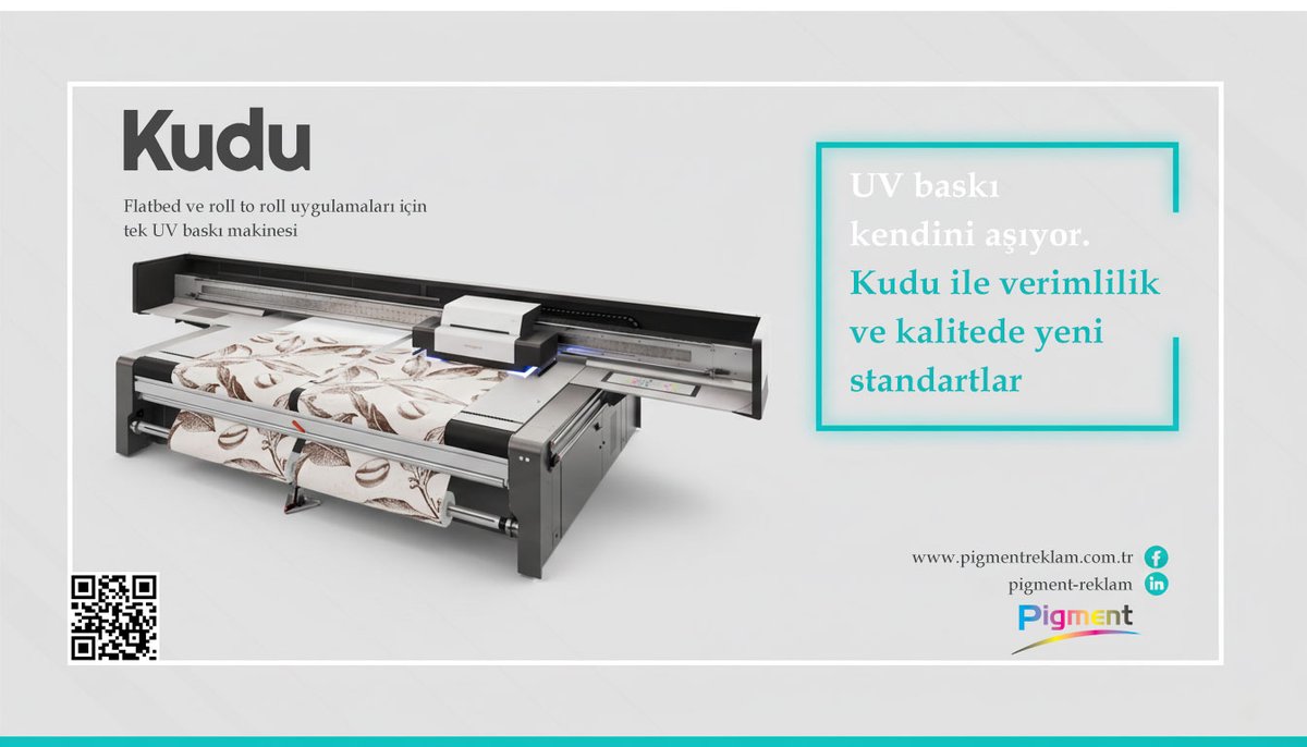 #swissQprint'in endüstriyel UV #baskı makinesi #Kudu, verimlilik ve kalite arayışına yanıt veriyor. Farklı opsiyonlarla genişletilebilen uygulama gamı ile Kudu, iş akışının yoğunluğunu akıllıca kolaylaştırıyor. Üstelik Pigment Reklam güvencesi ve servisiyle... #printing