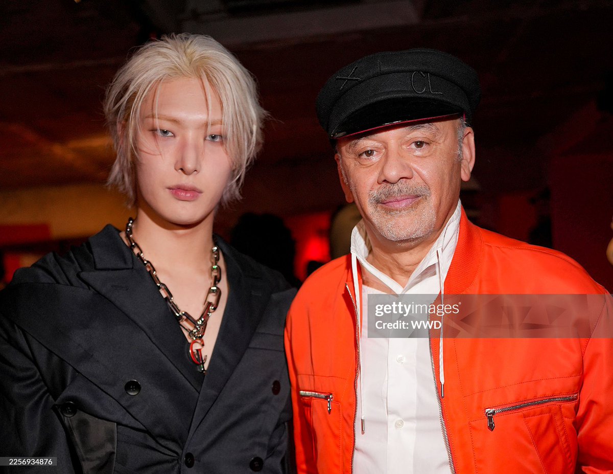 HONGSMINGKI's tweet image. Mingi and Christian Louboutin at the Louboutin Capsule Collection By Jaden Smith Launch party during Men's Fall/Winter 2026 as part of Paris Men's Fashion Week

#MINGI #CHRISTIANLOUBOUTIN #ATEEZ #민기 @ATEEZofficial @LouboutinWorld