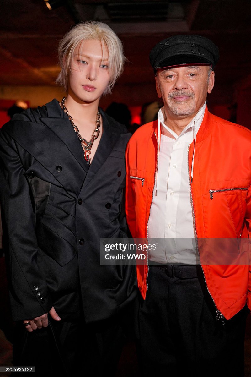 HONGSMINGKI's tweet image. Mingi and Christian Louboutin at the Louboutin Capsule Collection By Jaden Smith Launch party during Men's Fall/Winter 2026 as part of Paris Men's Fashion Week

#MINGI #CHRISTIANLOUBOUTIN #ATEEZ #민기 @ATEEZofficial @LouboutinWorld