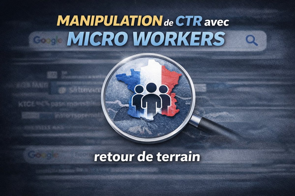 🧠 Manipulation de CTR avec Micro Workers : retour terrain

C’est une technique que j’ai testée au tout début, pendant environ 6 mois, quand j’ai commencé la manipulation du CTR.
Elle consiste à rémunérer de vraies personnes (des micro workers) pour qu’elles effectuent des
