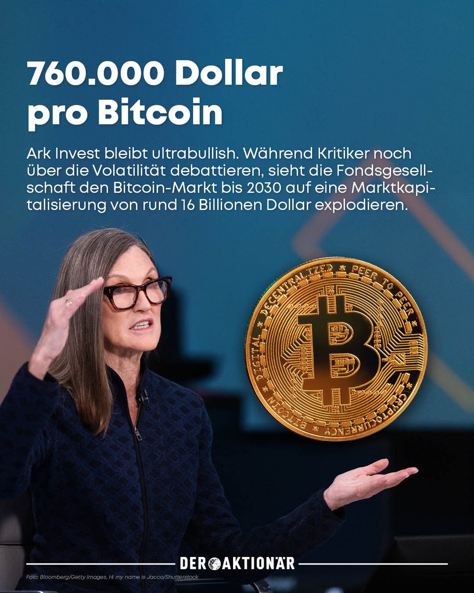 Wenn Cathie Wood den Taschenrechner zückt, wird es astronomisch. In ihrem  aktuellen „Big Ideas 2026“-Report skizziert Ark Invest ein Szenario, das  selbst Krypto-Optimisten kurz innehalten lässt: Bitcoin soll bis zum Ende  des