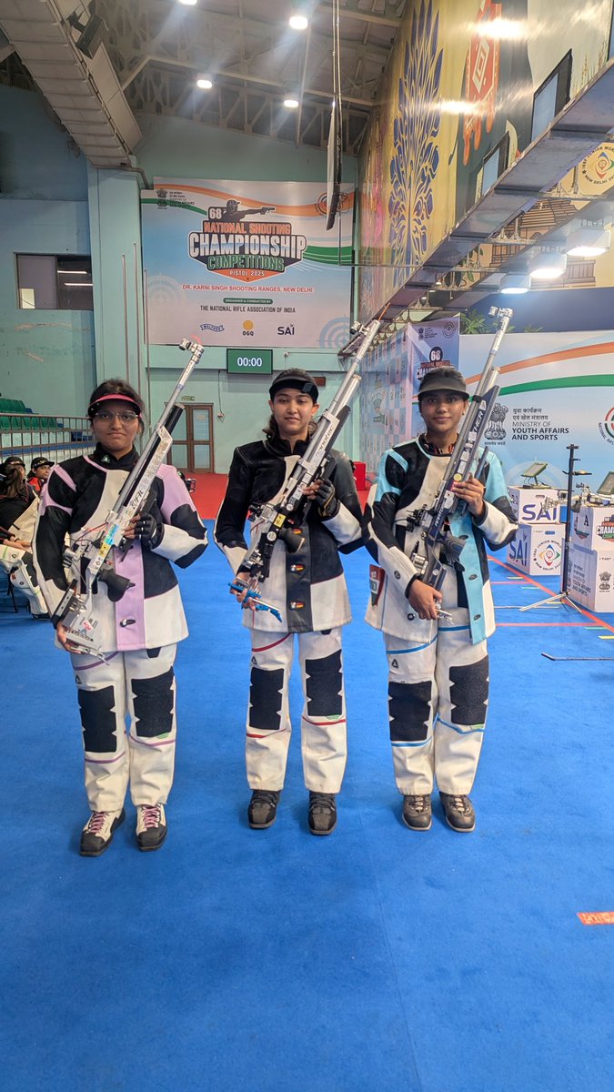 OfficialNRAI's tweet photo. National Selection Trials 1&2 (Gr A Rifle/Pistol)
*Result: 10m air rifle women T1*
1. Tilottama Sen ( Centre-Kar)π₯
2. Sonam Uttam Maskar (Left-RLWS)π₯
3. Nupur Kumrawat (Right- MP)π₯
#Shooting #NationalSelectionTrials #TeamIndia #India #DKSSR #Delhi https://t.co/omAPevZg9q