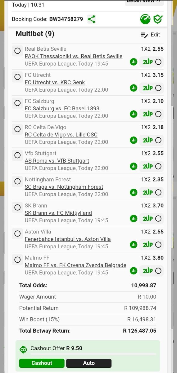 (BW34758279) kick off at 19h45. R10=R126k either you join my ticket or regret later your choice.