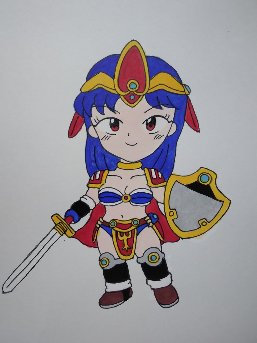 Hiwokun's tweet photo. ｢#pixiv に投稿しました｣
『甲竜伝説ヴィルガスト』のクリスを描きました。中学か高校ぐらいの時にハマってた、ガシャポンRPGのキャラです。このコが欲しくて、たくさんガチャを回しました(最終的に、友���ちにもらった)。いい思い出。
#戦士クリス #甲竜伝説ヴィルガスト https://t.co/5TVCRtY6Lz