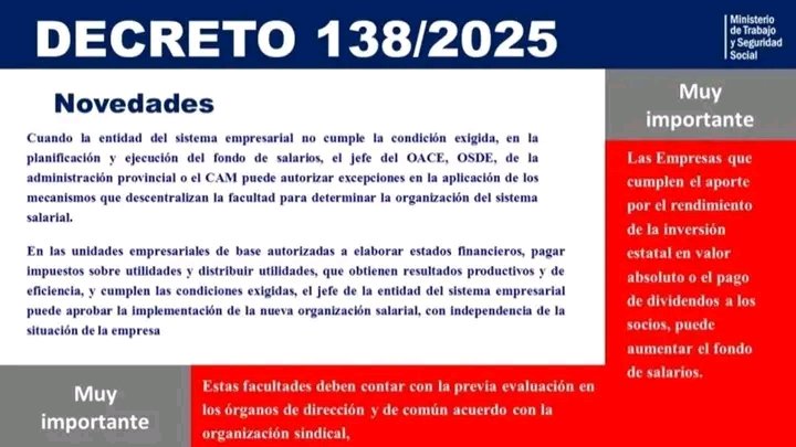Cambio en la gestión del capital humano. Decreto 138 “Sobre la Organización del Sistema Salarial en el sistema empresarial cubano.
#Cuba #MtssCuba