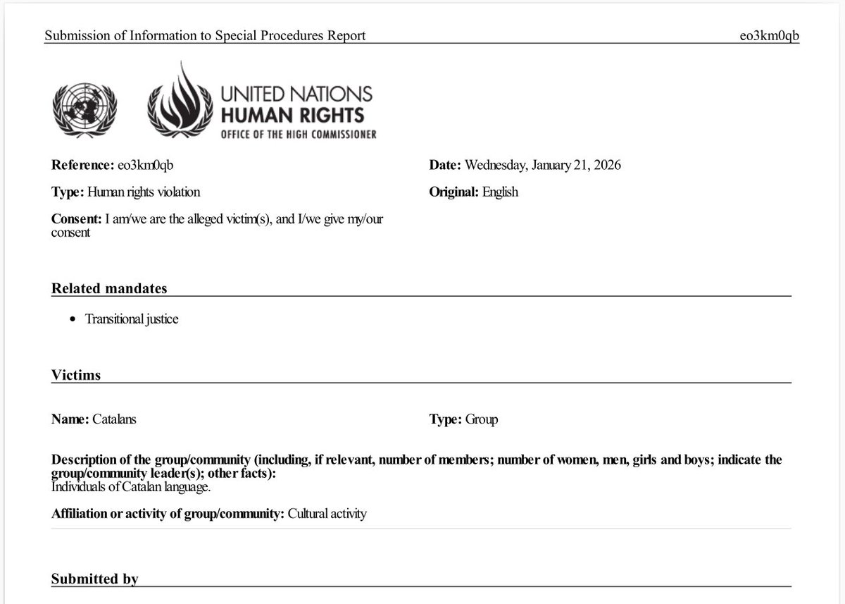 CabassersOrg's tweet image. SERVICIO DE #PRENSA | 22 enero 2026. Presentada una denuncia ante la ONU y el Parlamento Europeo por la persistencia de toponimia franquista en Cataluña

cabassers.org/2026/01/22/pre…

@elmundoes @EFEnoticias @larazon_es @laSextaTV @telecincoes @abc_es