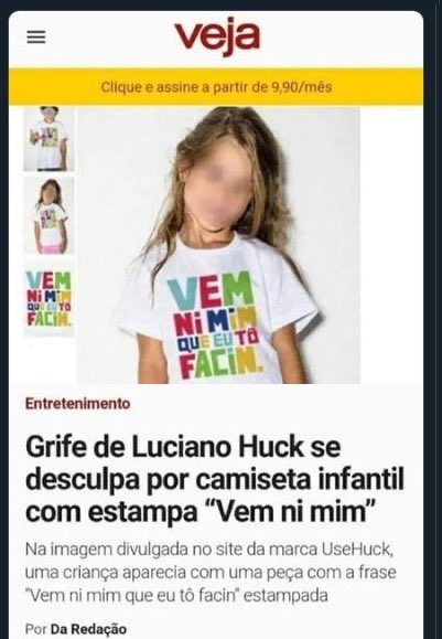 flaviocostaf's tweet image. Quem se lembra da marca UseHuck fazendo propaganda com crianças vestindo camiseta com a estampa “vem ni mim que eu tô facin”?