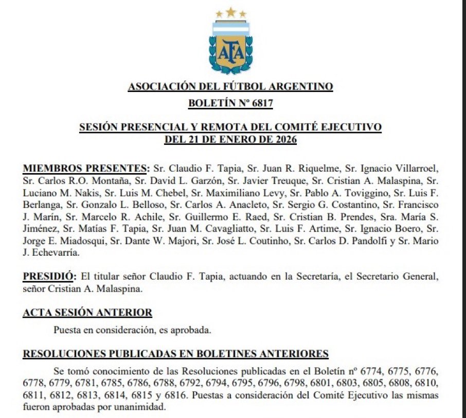 NOB_LACAUSA's tweet image. Ayer el presidente de Newell's Ignacio Boero FUE UNO DE LOS QUE APROBÓ el Boletín 6817 donde SE RATIFICÓ el Boletín 6794 (20/11/25) que oficializaba el título de de los parlantes 

@NachoBoeroNob SOS lo mismo que astore cag@n
