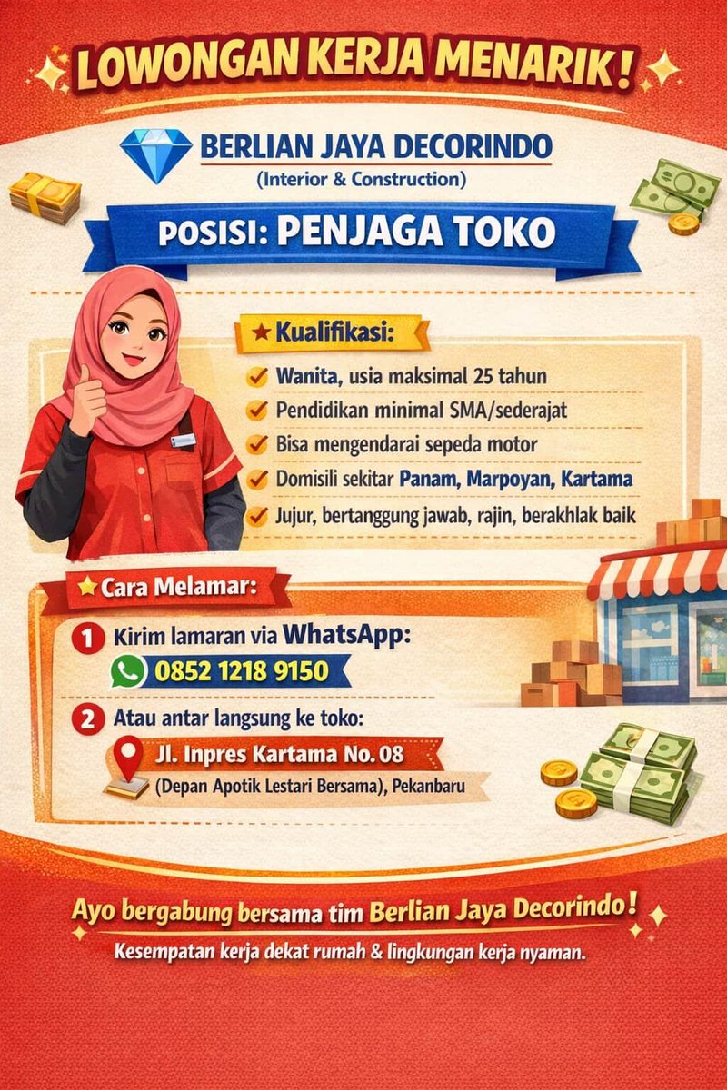 follow @lowkerpku untuk informasi lowongan kerja kota pekanbaru dan sekitarnya

jangan lupa share infonya dan semoga mendapatkan posisi pekerjaan yang diharapkan  #lowkerpku #lowongankerja #lowongankerjariau  #lowongankerjapekanbaru #pekanbaru