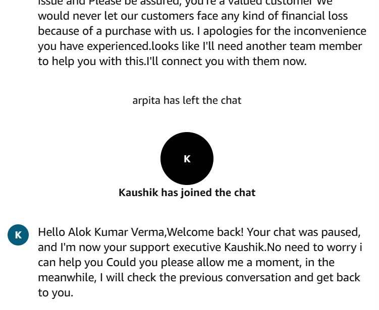 Alok98250044's tweet photo. @AmazonHelp @amazonIN @JeffBezos #AmazonIndia @consumers_forum
@jagograhakjago
@NCSCgoi This is how customer care dealing the case. Nobody is able to understand and in an hour chat more than 6 ppls left the chat. Your DM and get issue solved tech is not working. Help rightly please. https://t.co/O4ULxFYmgi