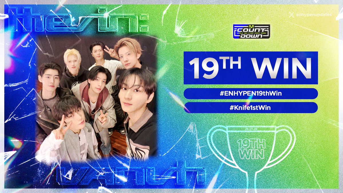 enhypenupdates's tweet image. Congratulations to ENHYPEN for winning 1st place on M Countdown with #EN_Knife! 🏆

KNIFE FIRST WIN
#ENHYPEN19thWin #Knife_1stWin #EN_Knife #THESIN_VANISH @ENHYPEN_members @ENHYPEN