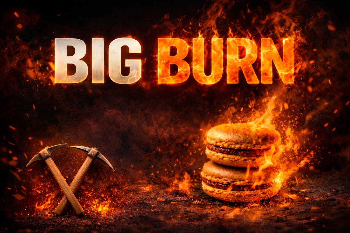 🔥🔥🔥 BIG BURN 🔥🔥🔥

The remaining protocol fees and marketing fees will be used to buy back and burn a large amount of $MACARON

A significant amount of $MACARON will be bought back and burned randomly each day for 10 consecutive days, transforming real activity into