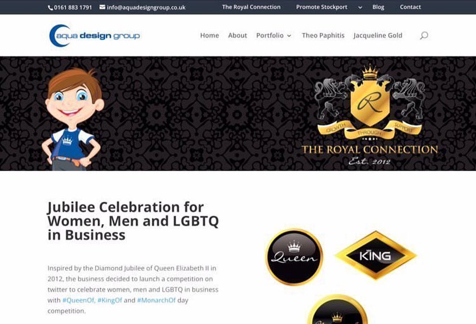 Celebrate being a #smallbusinessowner in #Stockport with <a href="/ADG_IQ/">Andy Quinn</a> #QueenOf, #KingOf and #MonarchOf day #competition today 9am - 9pm. Started by <a href="/AquaDesignGroup/">Dylan Moore</a> in 2012 😊 #MadeInStockport #OneStockport theroyalconnection.co.uk