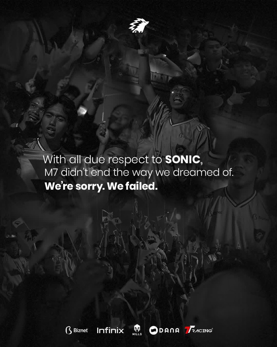 onic_esports's tweet image. Sorry we failed, SONIC.

Kami memohon maaf atas hasil yang tidak diharapkan bagi kita semua. Kami berterima kasih atas dukungan dan doa kalian selama ini. We’ll come back stronger!