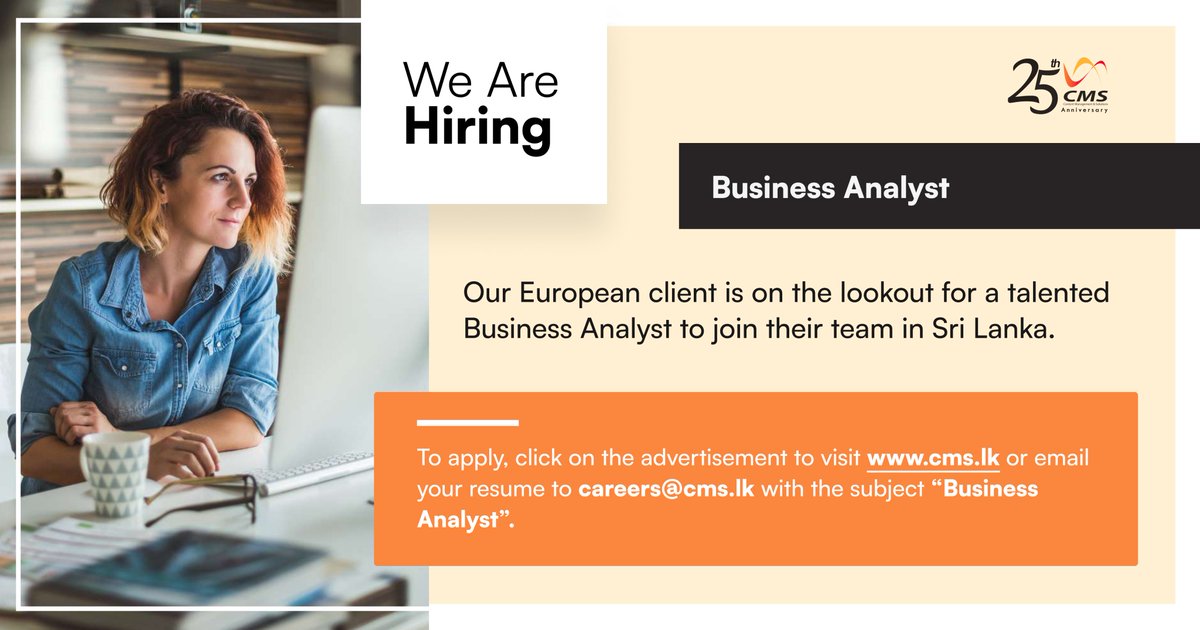 cms_lk's tweet photo. Our European client is on the lookout for a talented Business Analyst to join their team in Sri Lanka.
https://t.co/olMPVWYxRE

#businessanalyst #odoo #odooerp #userstories #acceptancecriteria https://t.co/16qz2qV5OG