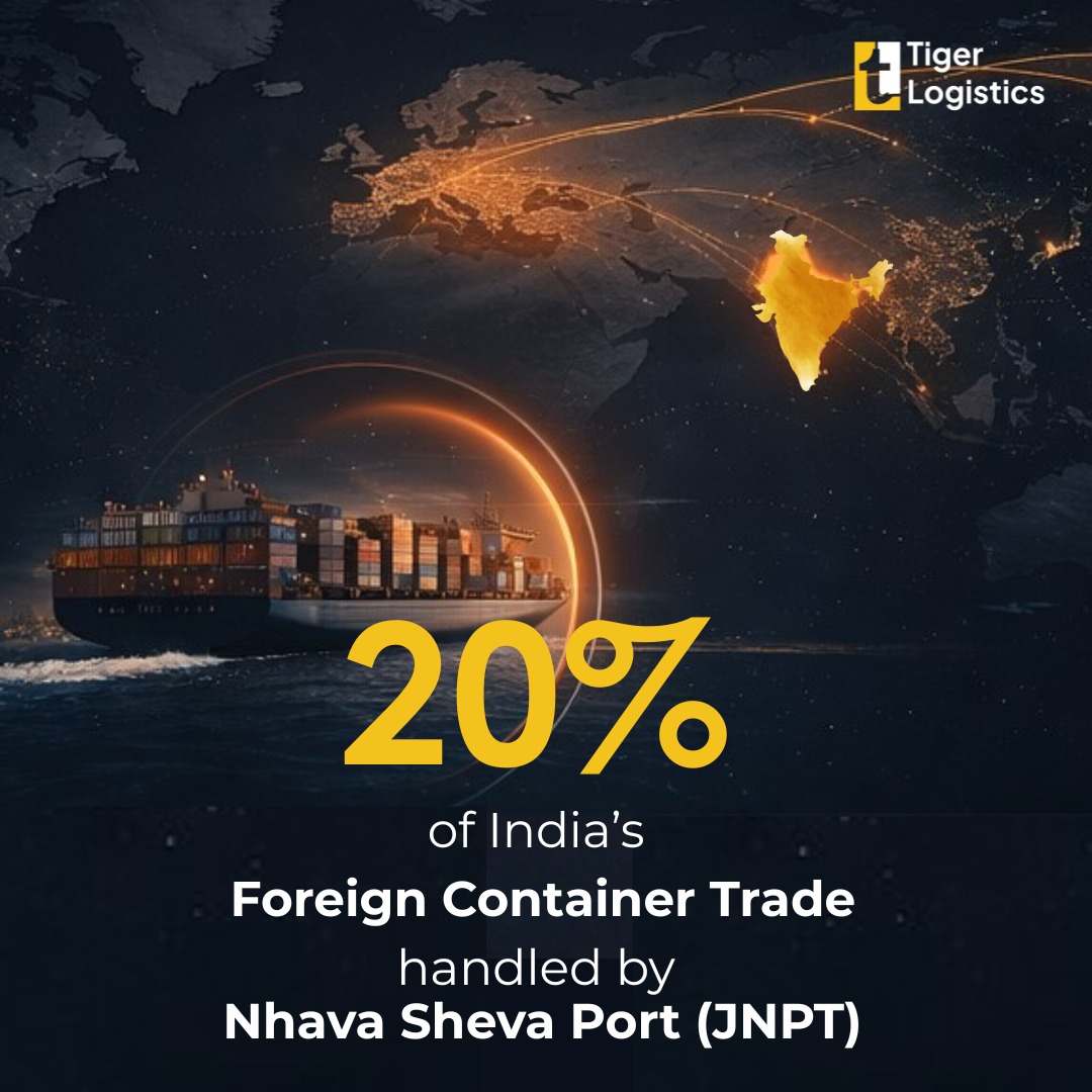 tiger_logistics's tweet photo. Nhava Sheva Port (JNPT) handles the largest share of India’s containerized trade, making it the country’s primary gateway for international cargo. Its scale, connectivity, and constant modernization keep India firmly linked to global supply chains. Here are some Interesting facts https://t.co/ZJgvZ1yTG1