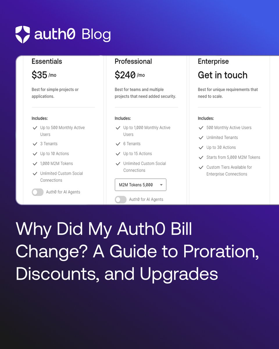Why did my Auth0 bill change?” Alisha Tingle, Senior Customer Advocate at  Auth0, breaks down proration, auto-upgrades, and feature toggles so there  are no billing surprises, just clarity. https://t.co/Zda5AMa1Hb