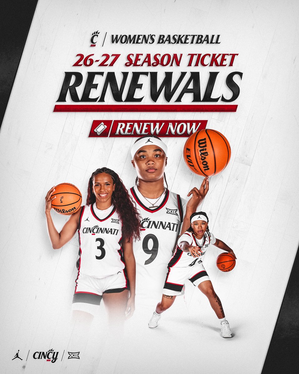 GoBearcatsWBB's tweet photo. Season ticket renewals are available in your ticket account for the 2026-27 year! Check your email for more information. 

#TheSisterhood | #Bearcats https://t.co/2zdKM0UFyt