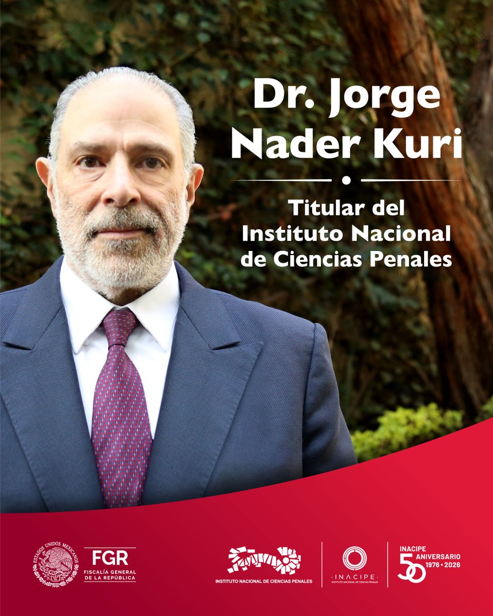 Felicitamos al Dr. <a href="/JorgeNaderK/">Jorge Nader Kuri</a>  por su reciente nombramiento como Titular del Instituto Nacional de Ciencias Penales. 🤓 Su trayectoria es garantía de compromiso con la justicia y la formación de vanguardia en las Ciencias Penales.

¡Mucho éxito en este nuevo capítulo liderando