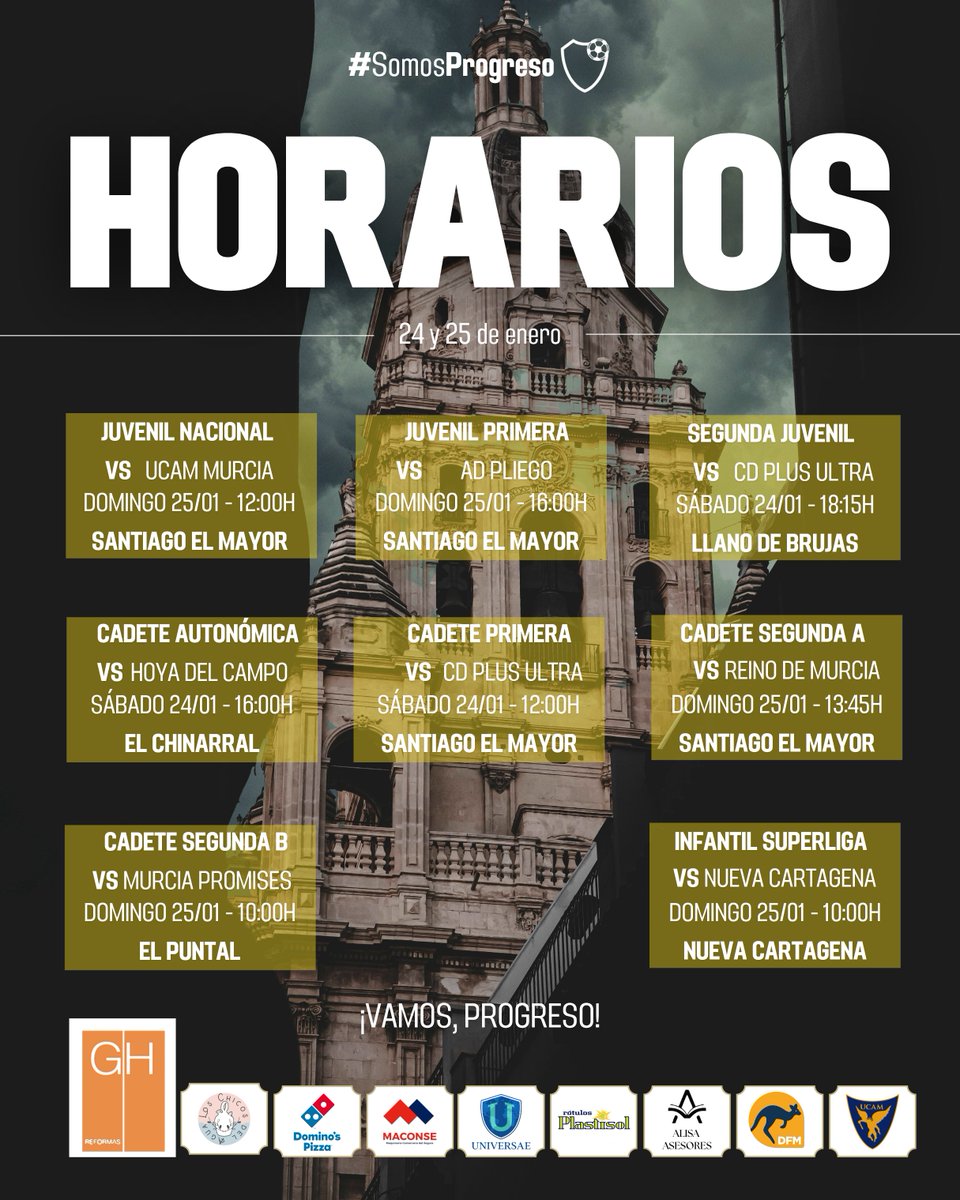 cfprogreso's tweet photo. 📋 Con estos horarios afronta nuestro #CFSProgreso el próximo fin de semana liguero.
¡Vamos Progreso! 💛 https://t.co/UGU9LBrDIf
