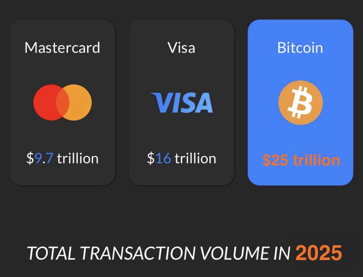 Total Transaction Volume in 2025. Bitcoin: $25 Trillion 📈