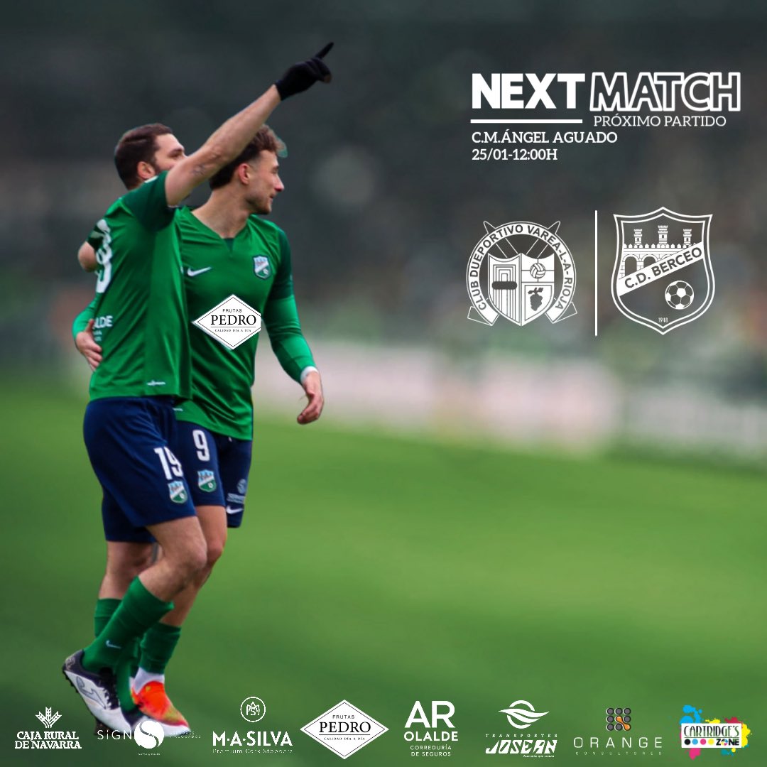 𝑵𝑬𝑿𝑻 𝑴𝑨𝑻𝑪𝑯

⏩️ PRÓXIMO PARTIDO 
🆚 <a href="/vareaoficial/">Club Deportivo Varea</a> 
📅 Domingo 25 de enero  , 12:00h
🏟️ C.M.Ángel Aguado 

💚💙💚💙