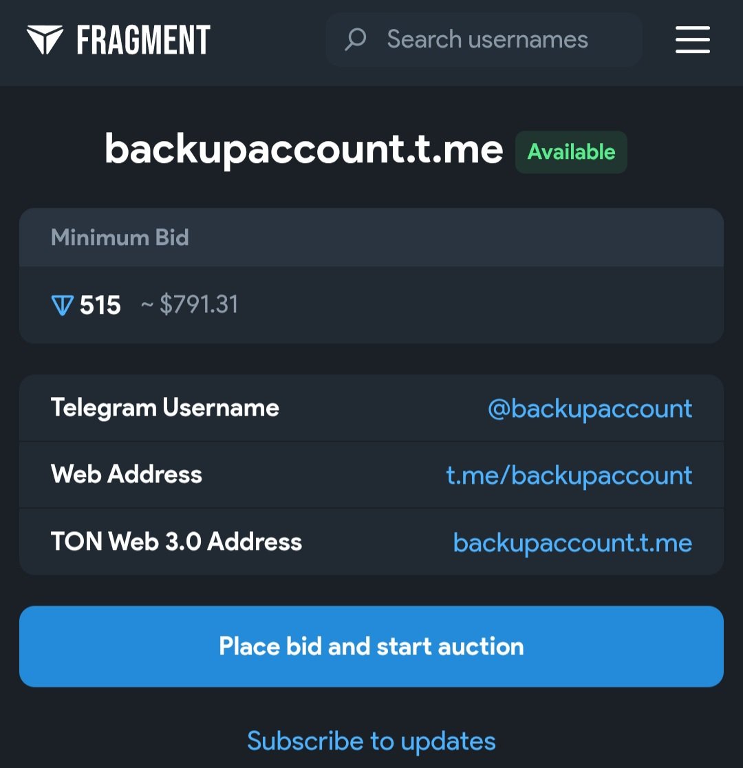 Collectionfts's tweet image. INVEST IN PEACE OF MIND!
Get @backupaccount, a rare Telegram username!
Minimum bid: 515 $TONCOIN
Grow your online security! fragment.com/username/backu…
#TelegramUsername #TONCOIN #CryptoMarket
