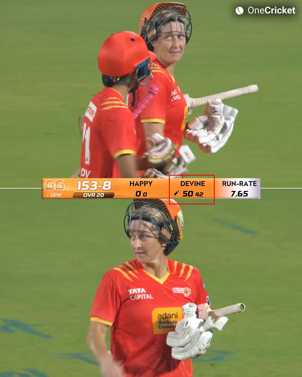OneCricketApp's tweet photo. Sophie Devine helped Gujarat to score 153 runs on board.🔥

PC: JioStar | #SophieDevine #GGvsUPW https://t.co/M1T2fdIlyj