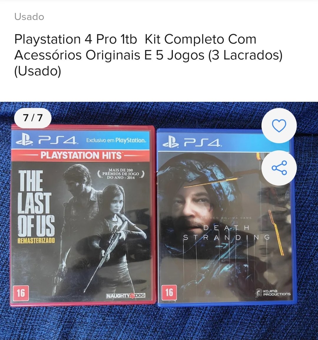 PS4 + carregador e controle extra + 5 jogos (3 lacrados). Se te interessar, comente e pergunte mais