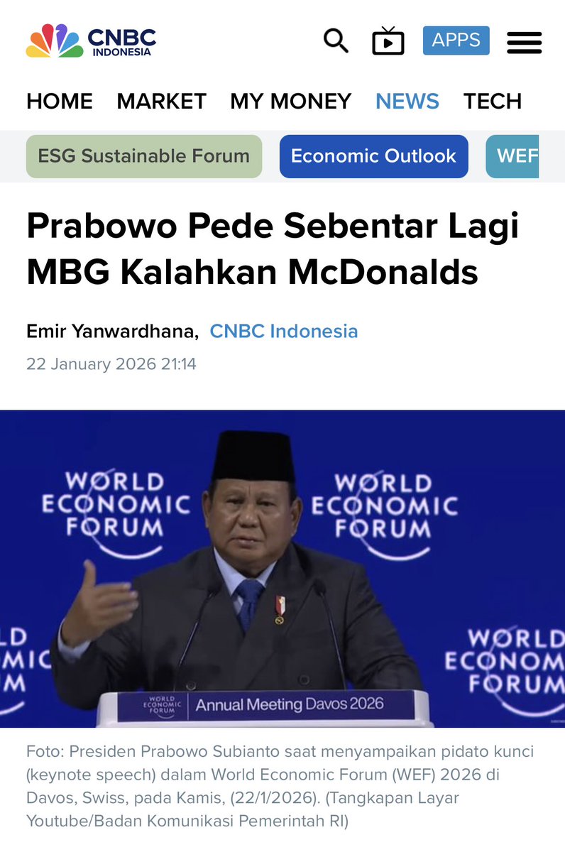 bangherwin's tweet image. WEF itu forum elite global, bukan lomba klaim kebijakan populis.

Jadi jujur aja, apa korelasi World Economic Forum dengan program MBG?

Program makan gratis bukan hal baru. Banyak negara punya school lunch program jauh sebelum Indonesia. Bedanya, banyak dari mereka dibiayai…