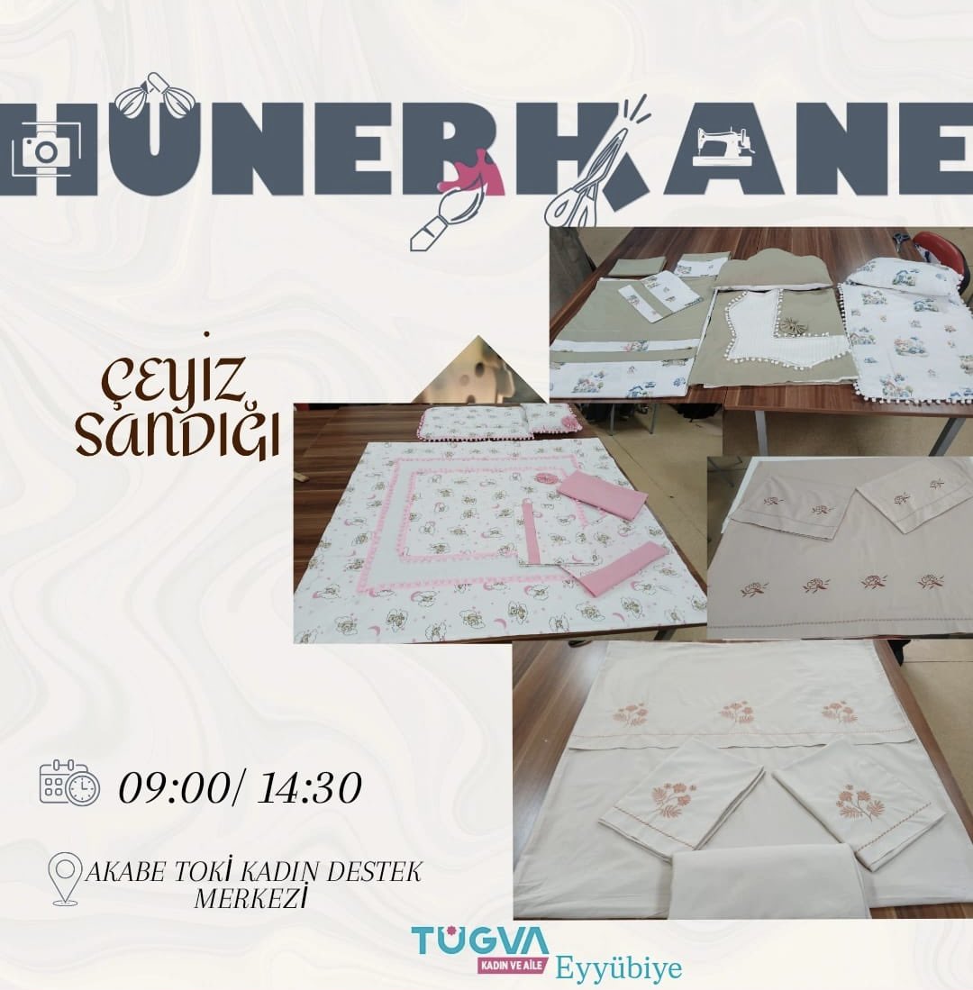 El emeği, göz nuru çalışmalarla
Hünerhane’de çeyiz sandığına zarafet katıyor,
emekle güzelleşen bu yolculuğu birlikte paylaşıyoruz.
Tüm hanımlarımız davetlidir. 🤗
.
.

#tügva #kadınailekoordinatörlüğü #tügvaeyyubiye #tügvaşanlıurfa #hünerhane