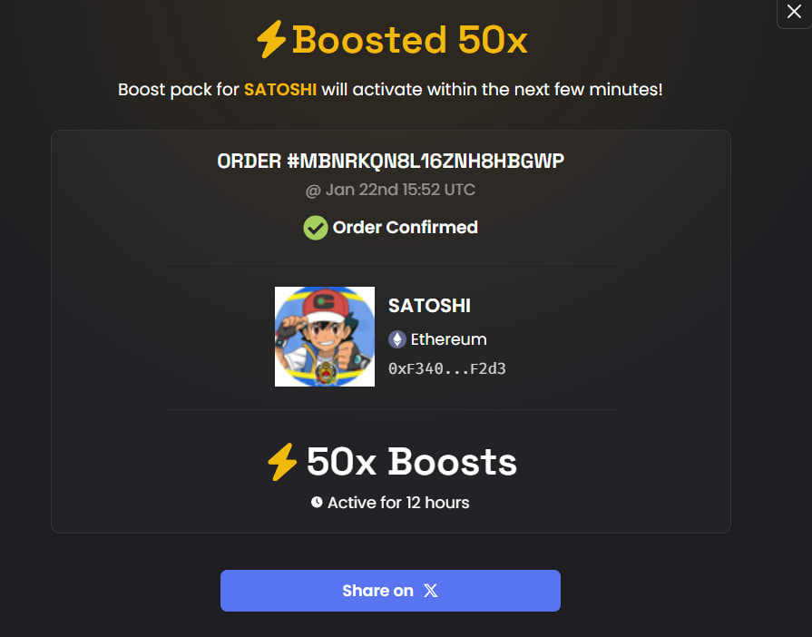 iamASHCoin's tweet photo. FIRST BOOST ON DEXSCREENER $SATOSHI ✅ https://t.co/TJ7BT5OCPG
