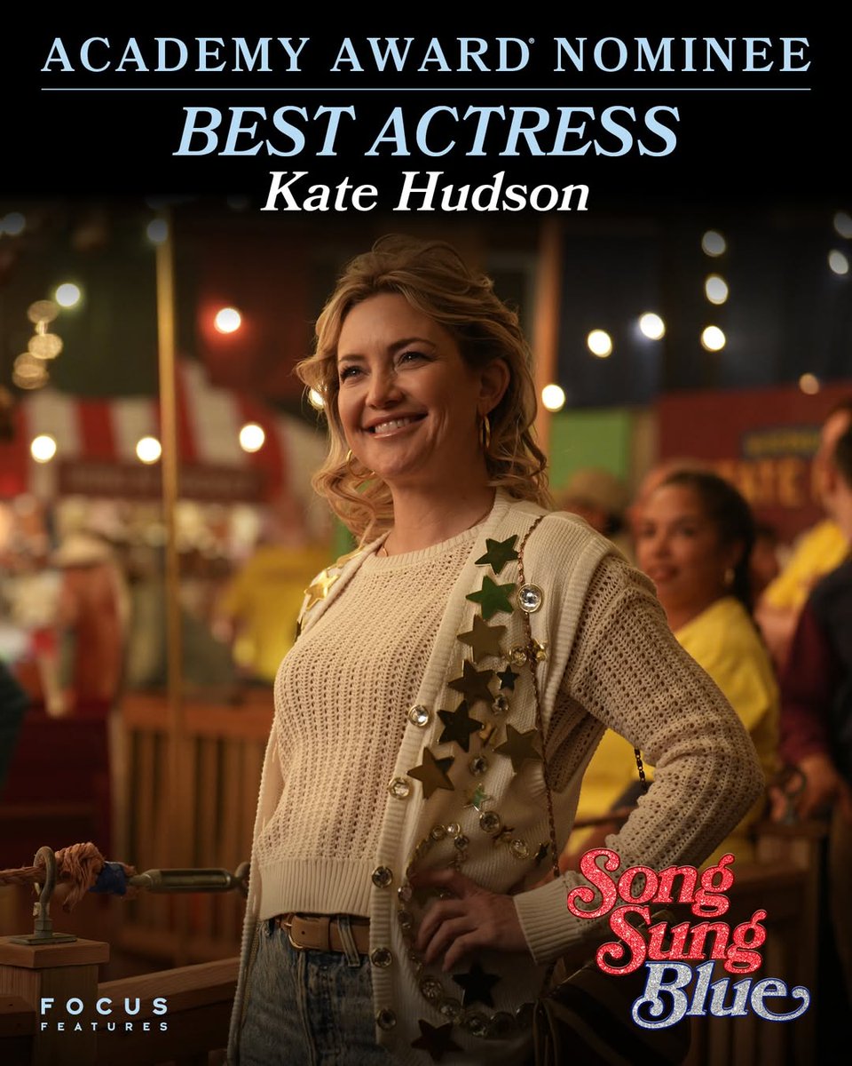 FocusFeaturesIT's tweet image. Congratulazioni a Kate Hudson per la sua candidatura al premio Oscar© come Miglior Attrice Protagonista in Song Sung Blue - Una Melodia d'Amore! 🌟 #SongSungBlueIlFilm, al cinema.