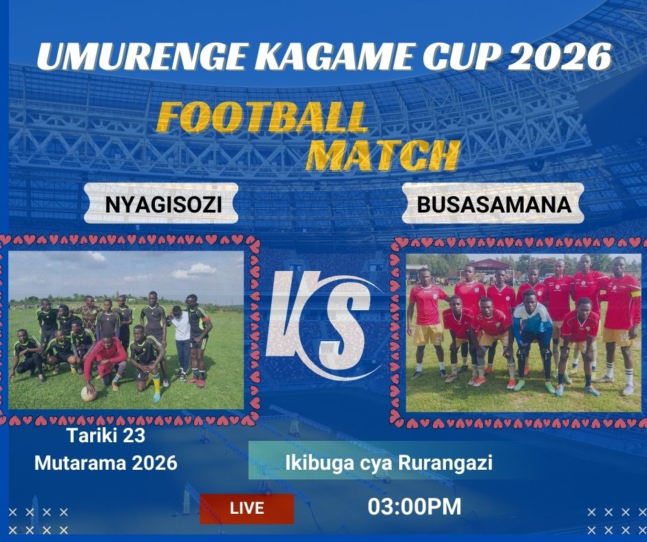 Imikino ya 1/4 mu marushanwa y'#UmurengeKagameCup2026 mu mupira w'amaguru, icyiciro cy'abagabo irakomeza kuri uyu wa Gatanu, tariki 23 Mutarama 2026. Ngwino ushyigikire ikipe y'Umurenge wawe! <a href="/P_Kajyambere/">Kajyambere Patrick</a>
