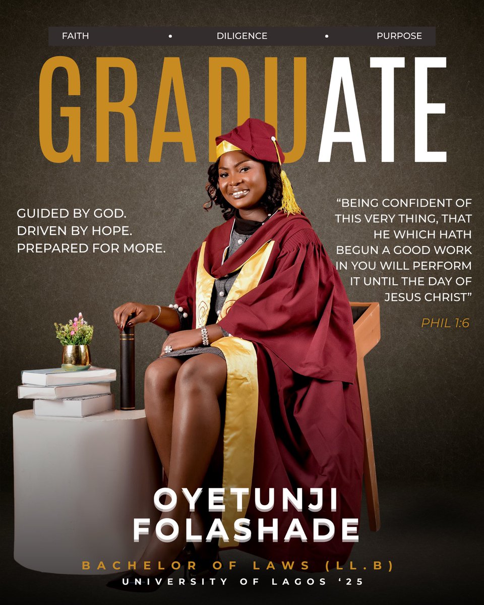 JustShadex's tweet photo. Your girl’s a GRADUATE!!!

Bachelor of Laws (LL.B), University of Lagos

Up next: the Bar 👩🏾‍⚖️ https://t.co/VWyD3h10g5