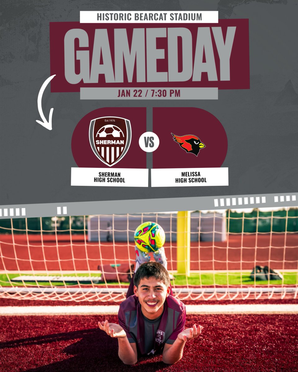 SHBearcatSOC's tweet photo. Come on out to Historic Bearcat Stadium and support your Bearcats as we look to continue our winning ways against Melissa. 

JV2 4:15
JV1 5:45
Varsity 7:30

#WinTheDay https://t.co/t0BxNpP0jg