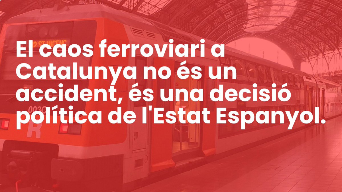 ConsellRep's tweet image. 📣  El caos ferroviari a Catalunya no és un accident, és una decisió política de l'Estat Espanyol

👉  El Consell reivindica la independència com a única manera de garantir a la ciutadania uns serveis públics de qualitat

Llegiu el comunicat:
consellrepublica.cat/noticies/comun…