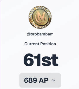 orobambam's tweet photo. Guys! I have accumulated 689 RLPs, feels like collecting golden tickets for @RallyOnChains future surprises. what about you ? share yours in the comment below. https://t.co/42oRC8cvf0