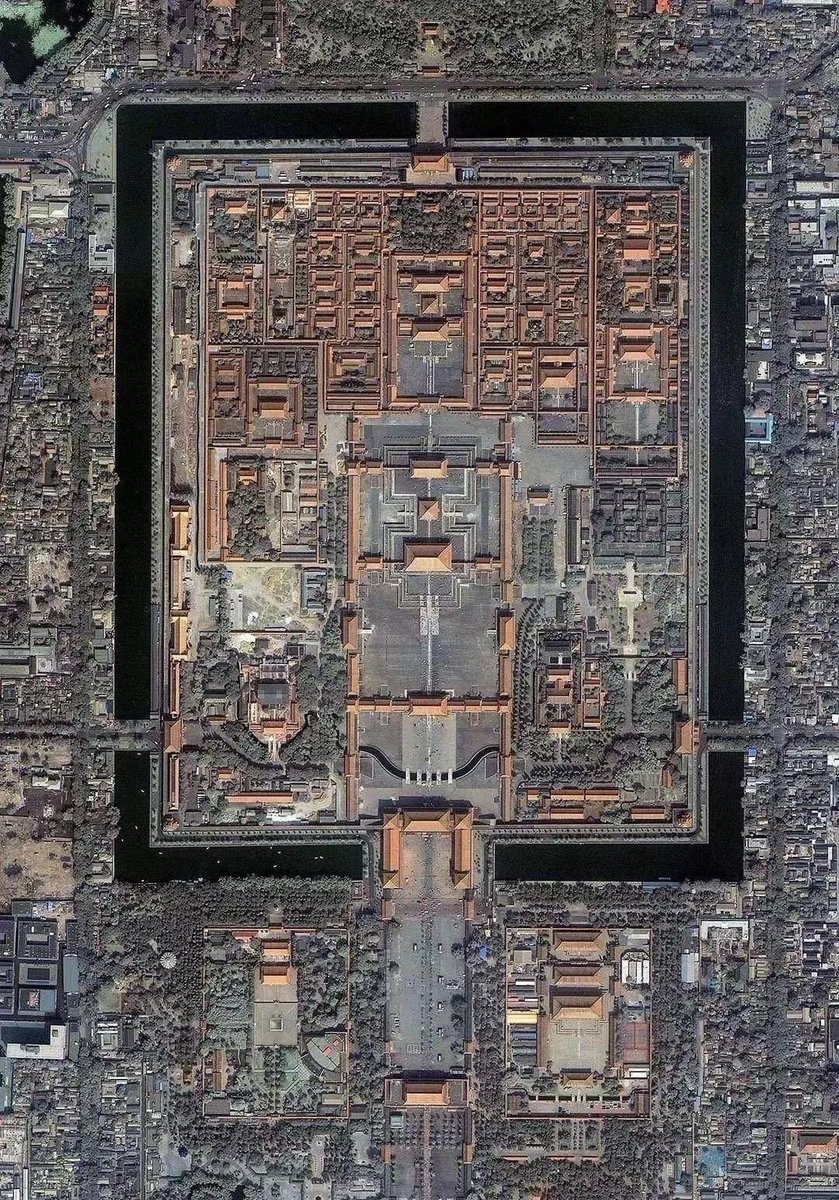 A high altitude balloon photo of the Forbidden City (Chinese Imperial Palace) in Beijing, China