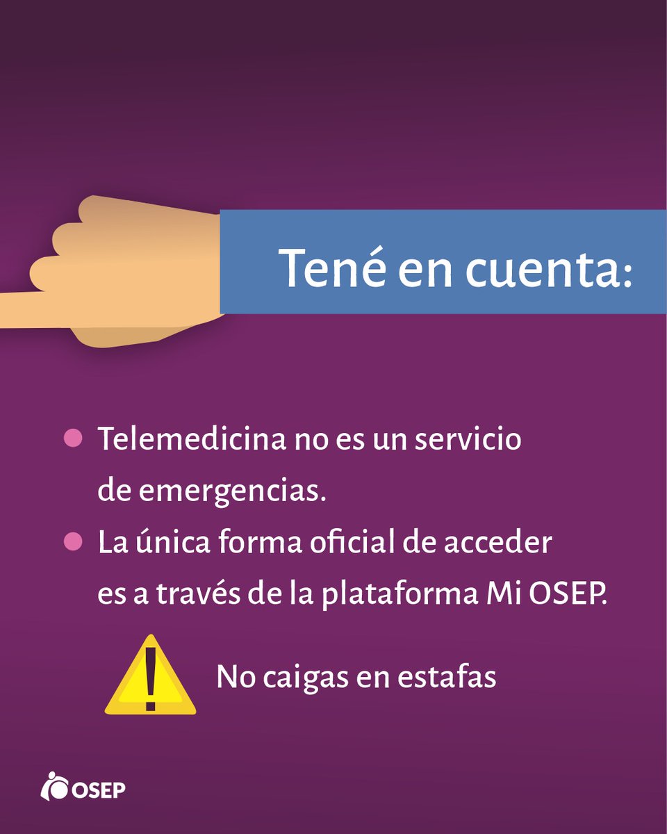 Nuestro nuevo Servicio de Telemedicina te permite acceder a consultas médicas de manera remota, segura y eficiente, desde tu celular o computadora, sin necesidad de trasladarte y con un coseguro muy bajo👩‍💻
⚠️Solo se accede a través de la plataforma Mi OSEP. No caigas en estafas