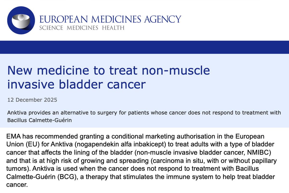DrPatrick's tweet photo. 71% complete response rate with Anktiva in bladder patients who FAILED BCG with both CIS & Papillary. Waiting for final approval from EMA

With this result in BCG unresponsive disease, can’t wait to see what the CR rate is in BCG naive patients who are responsive to BCG + Anktiva. Complete enrollment soon

https://t.co/LYZbQsJ7TA