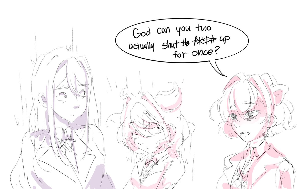 wormy_gums's tweet image. even a cinnamon roll can lose their patience 
#ddlc