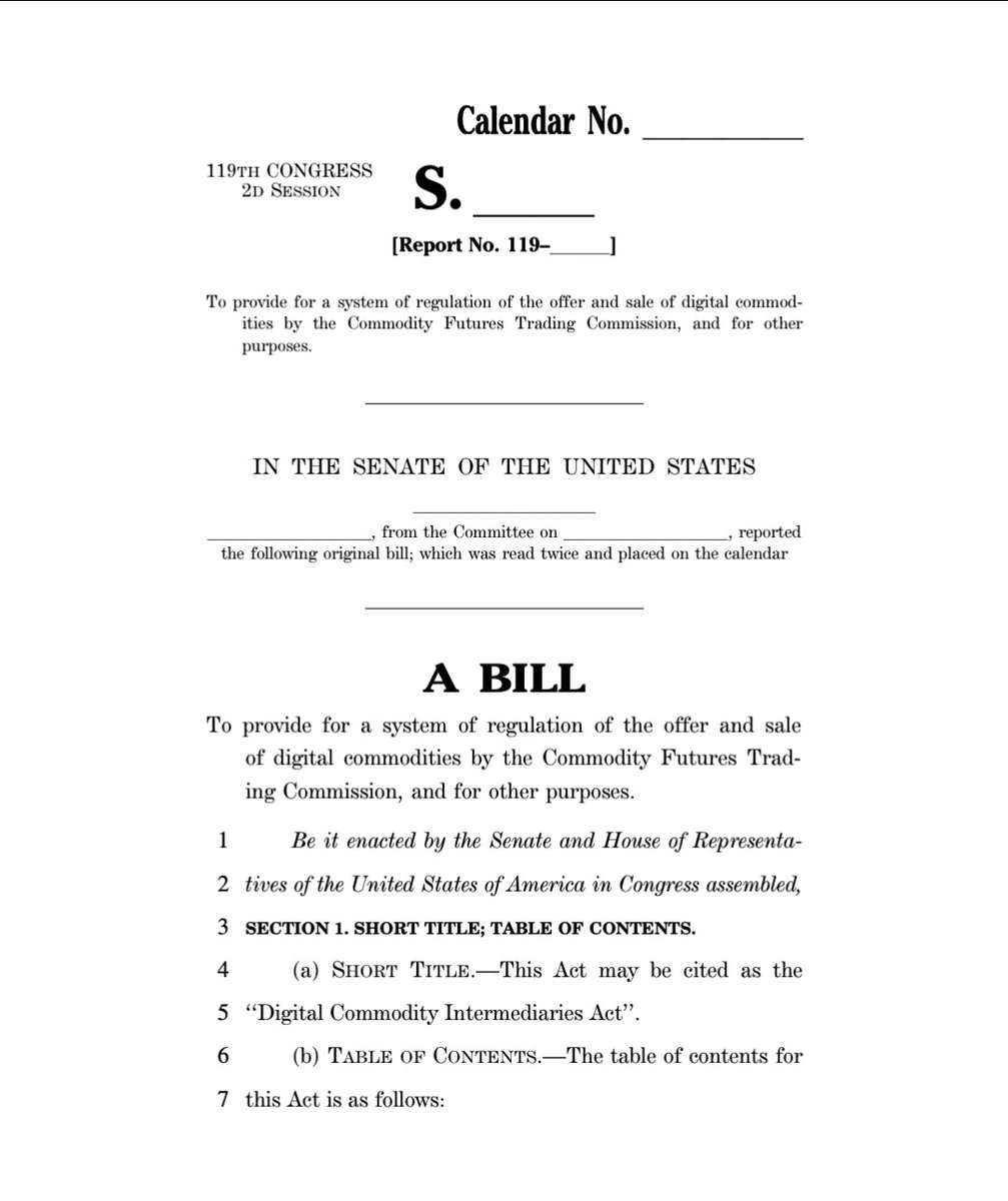 hokanewscom's tweet image. 🇺🇸 JUST IN: Senate Agriculture Committee released updated crypto market structure legislation giving CFTC new authority to regulate digital commodities.

Business meeting scheduled for January 27 at 3pm for markup.